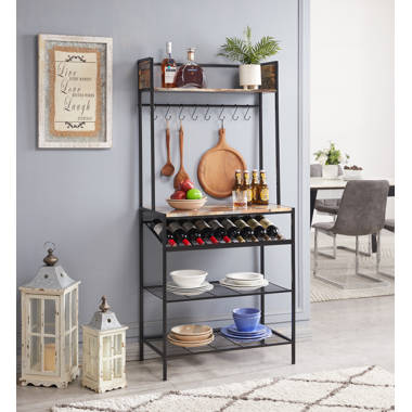 Metal bakers rack 2025 with wine storage